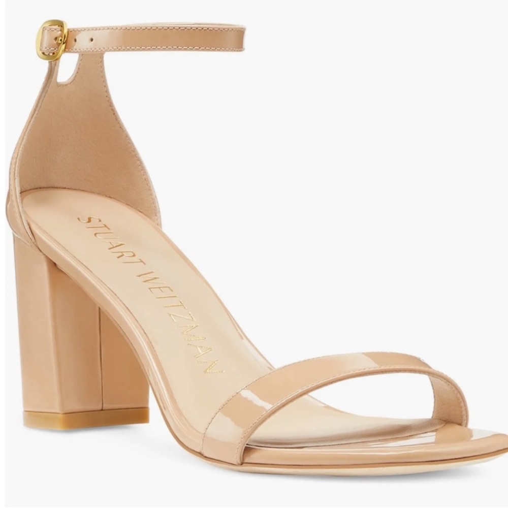 Stuart Weitzman Nudistcurve Block Nude Heel Sandals size 7.5